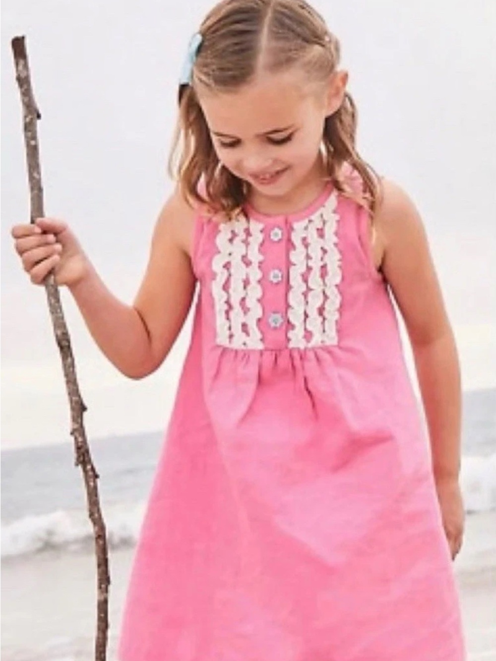 Matilda Jane Pink Dress with White Ruffle Bib